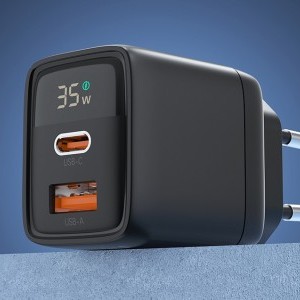 Choetech PD6052 hálózati töltő adapter GAN3 USB-A + USB-C PD35W (fekete)