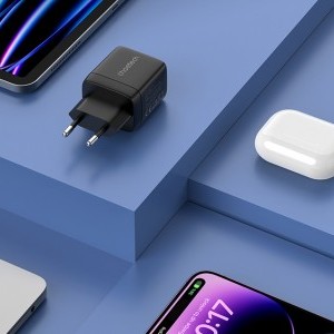 Choetech PD6052 hálózati töltő adapter GAN3 USB-A + USB-C PD35W (fekete)