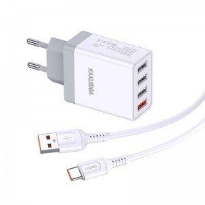 KAKUSIGA KSC-913 Fali töltő 28,5 W 4xUSB QC3.0 + USB kábel - USB-C fehér