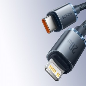 Baseus Crystal Shine USB-C - Lightning kábel 20W PD 2m (fekete)