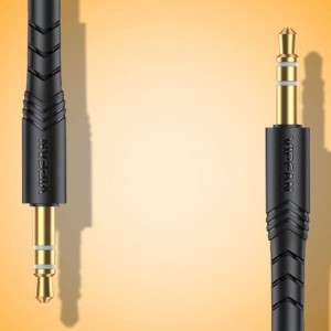 Vipfan L04 Mini jack 3.5mm AUX kábel 1m, aranyozott (fekete)