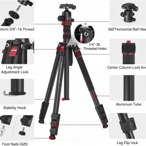 SmallRig CT-20 alumínium tripod, fényképezőgép állvány gömbfejjel (3474C)-5