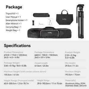 SmallRig Video Tripod Kit CT210, fluid fejes állvány (4475)-1
