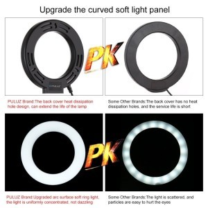 PULUZ LED körfény, körlámpa, ringlight állítható asztali állvánnyal (PU391)-5