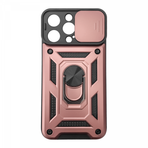 iPhone 15 Pro Max Ring Lens tok kameralencse védővel, kihajtható mágneses támasszal rózsaszín Alphajack telefontok