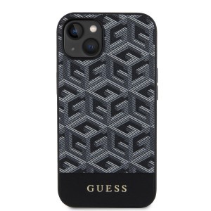 iPhone 15 Guess PU G Cube MagSafe kompatibilis telefontok fekete (GUHMP15SHGCFSEK)