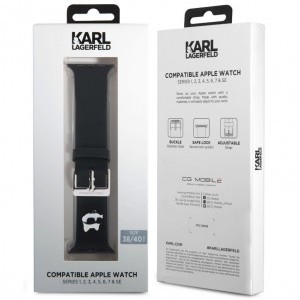 Apple Watch 38/40/41 mm Karl Lagerfeld Choupette Head NFT óraszíj fekete