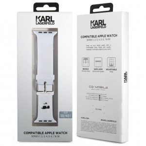 Apple Watch 42/44/45/49 mm Karl Lagerfeld Choupette Head NFT óraszíj fehér