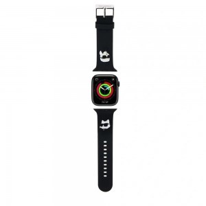 Apple Watch 42/44/45/49 mm Karl Lagerfeld Karl és Choupette Head NFT óraszíj fekete