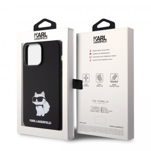 iPhone 15 Pro Karl Lagerfeld Liquid Silicone Choupette NFT tok fekete (KLHCP15LSNCHBCK)