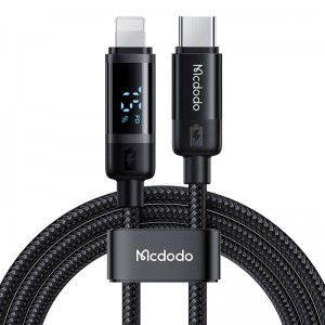 Mcdodo CA-5210 USB-C - Lightning kábel 36W, 1.2m kijelzővel (fekete)