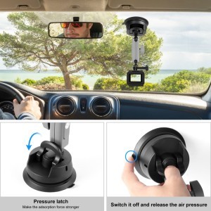 PULUZ autós tartó tapadókoronggal, rögzítő adapterrel és hosszú csavarral mobiltelefonhoz és akciókamerához (PU863)-6