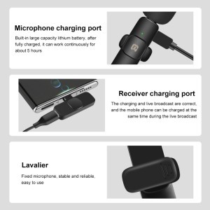 PULUZ vezeték nélküli mikrofon (2 adó + 1 vevő) USB-C csatlakozással (PU3151B)-3