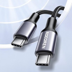 Rocoren USB-C - USB-C Retro Series 1m 60W gyorstöltő kábel (szürke)