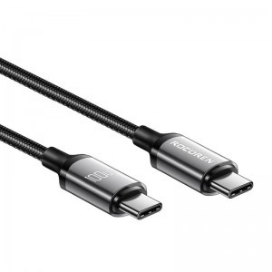 Rocoren USB-C - USB-C Retro Series 2m 100W gyorstöltő kábel (szürke)