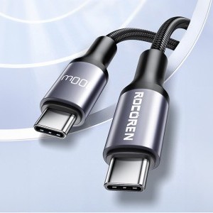 Rocoren USB-C - USB-C Retro Series 3m 100W gyorstöltő kábel (szürke)