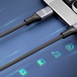 Rocoren USB-C - USB-C Retro Series 1m 240W gyorstöltő kábel (szürke)