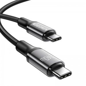 Rocoren USB-C - USB-C Retro Series 2m 240W gyorstöltő kábel (szürke)