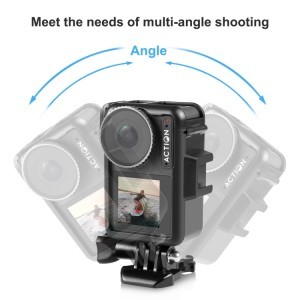 PULUZ függőleges védőkeret vakupapucs foglalattal DJI Osmo Action 3 / 4 akciókamerákhoz (fekete) (PU883B)-1