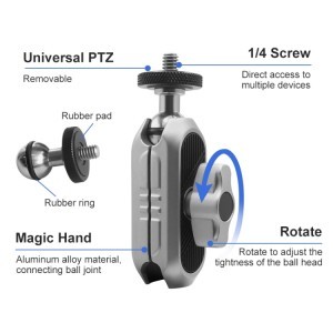 PULUZ rögzítő satu és gömbfejes Magic Arm mobiltelefon tartóval és akciókamera adapterrel (PU859)-1