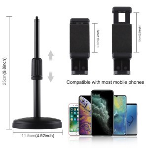 PULUZ állítható magasságú asztali 1/4'' állvány mobiltelefon tartóval (PU390)-5