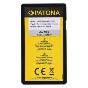 PATONA Smart Dual LCD kijelzős Sony NP-FM50 NP-F550 NP-F750 NP-F970 USB akkumulátor töltő-3