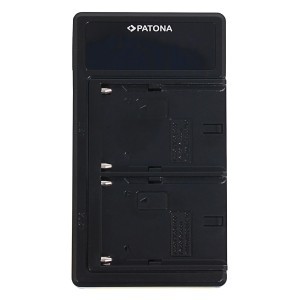 PATONA Smart Dual LCD kijelzős Sony NP-FM50 NP-F550 NP-F750 NP-F970 USB akkumulátor töltő-1