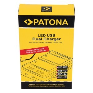 PATONA Smart Dual LCD kijelzős Sony NP-FM50 NP-F550 NP-F750 NP-F970 USB akkumulátor töltő-2