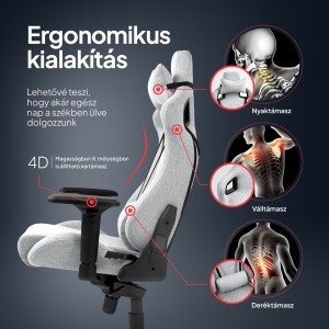 Prémium ergonomikus irodai szék, forgószék, gamer szék szürke (1058FA) (ST-4312)-3