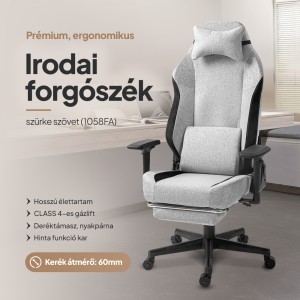 Prémium ergonomikus irodai szék, forgószék, gamer szék lábtartóval, sötétszürke-világosszürke-fekete (1058FB) (ST-4313)-1