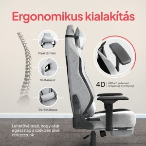 Prémium ergonomikus irodai szék, forgószék, gamer szék lábtartóval, sötétszürke-világosszürke-fekete (1058FB) (ST-4313)-5