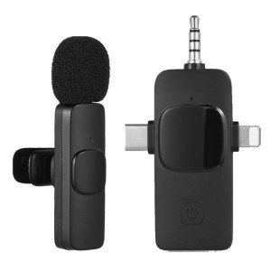 3 az 1-ben vezeték nélküli mikrofon Lightning + USB-C + 3.5mm TRRS jack csatlakozóval