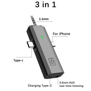 S17 3 az 1-ben vezeték nélküli mikrofon (2 adó + 1 vevő) Lightning + USB-C + 3.5mm TRRS jack csatlakozóval-1