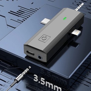 S17 3 az 1-ben vezeték nélküli mikrofon (2 adó + 1 vevő) Lightning + USB-C + 3.5mm TRRS jack csatlakozóval-4