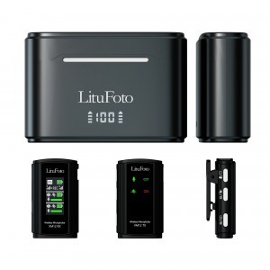 LituFoto VM12 vezeték nélküli mikrofon (2 adó + 1 vevő) töltődobozzal (3.5mm jack/lightning/USB-C) (iOS iPhone/Android)-13