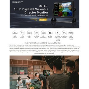 FEELWORLD LUT11 10.1'' Ultra fényerős 2000nit 4K HDMI terepi monitor Kit-10