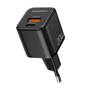 Rocoren hálózati töltő adapter MiniGaN USB-C, USB, 20W (fekete)-1