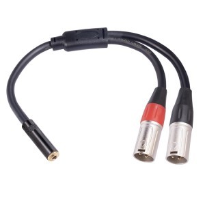 3.5 mm-jack (anya) - dupla XLR 3 tűs (apa) audiokábel 30cm (piros fekete) (TC227YXK402-03)-0