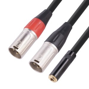 3.5 mm-jack (anya) - dupla XLR 3 tűs (apa) audiokábel 30cm (piros fekete) (TC227YXK402-03)-4