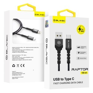 Blavec Raptor USB-A - USB-C kábel PD 66W 6A 1m, fekete-szürke (CRA-UC6BG10)-4