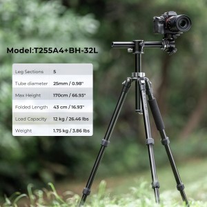 KF Concept T255A4+BH-32L fényképező állvány, tripod gömbfejjel 170cm (KF09.085V5)-5