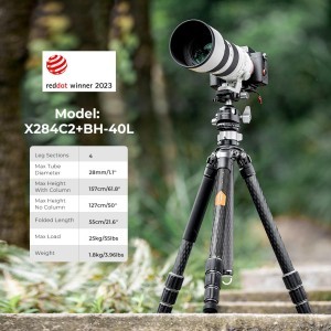 KF Concept X284C2+BH-40L karbon fényképező állvány, tripod gömbfejjel 160cm (KF09.107)-5