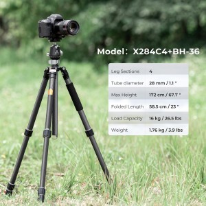 KF Concept X284C4+BH-36 karbon fényképező állvány, tripod gömbfejjel 170cm (KF09.117)-3