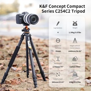 KF Concept A254C4+BH-35L karbon fényképező állvány, tripod gömbfejjel 175cm (KF09.098)-7