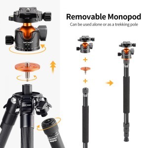 KF Concept A254C4+BH-35L karbon fényképező állvány, tripod gömbfejjel 175cm (KF09.098)-9