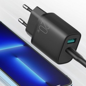 Joyroom L-QP2011 hálózati töltő adapter USB-A QC3.0 + USB-C  PD 20W + USB-C - Lightning kábel 1m (fekete)