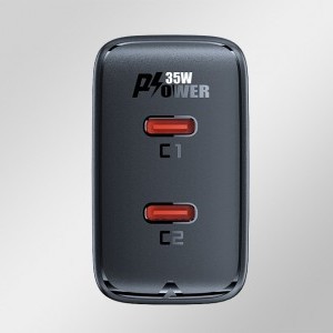 Acefast A49 hálózati töltő adapter, 2x USB-C, 35W PD (fekete)