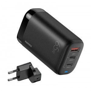 Remax RP-U55 hálózati töltő adapter 2x USB-C, USB-A 65W (fekete)-0