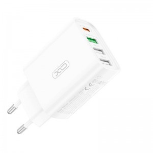 XO L120 hálózati töltő adapter 3x USB-A, 1x USB-C, 18W (fehér)