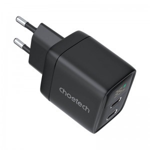 Choetech PD6051 hálózati töltő adapter GAN3 USB-C + USB-C PD 35W (fekete)-1